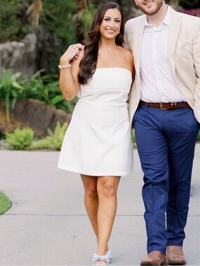 TCEC Strapless Short White Wedding Dress